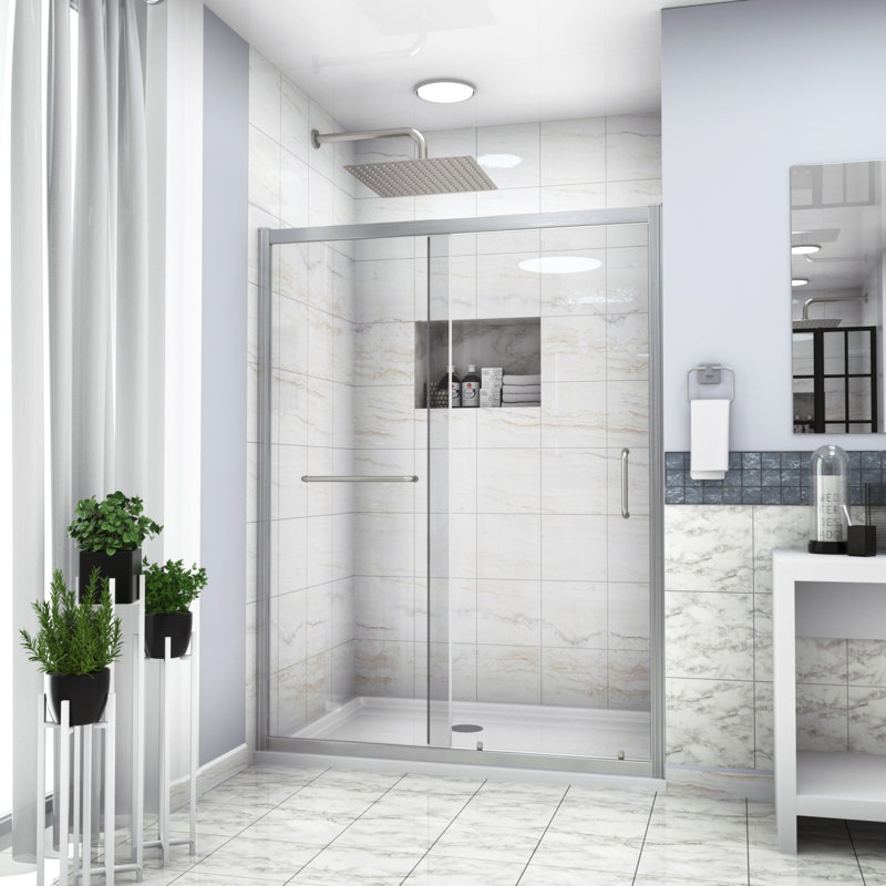 Shower Door 60" W X 72"H Single Sliding Bypass Shower Enclosure, 1/4 In. (6Mm), Brushed Nickel