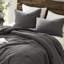 Couette gaufrée lavée pour lit double/queen - 3 pièces, texture spéciale, côtés 100 % coton, style vintage, tissu et garnissage adaptés à toutes les saisons, entretien facile et sécuritaire, couleur anthracite, 3 pièces, tissage différent, couverture surdimensionnée.