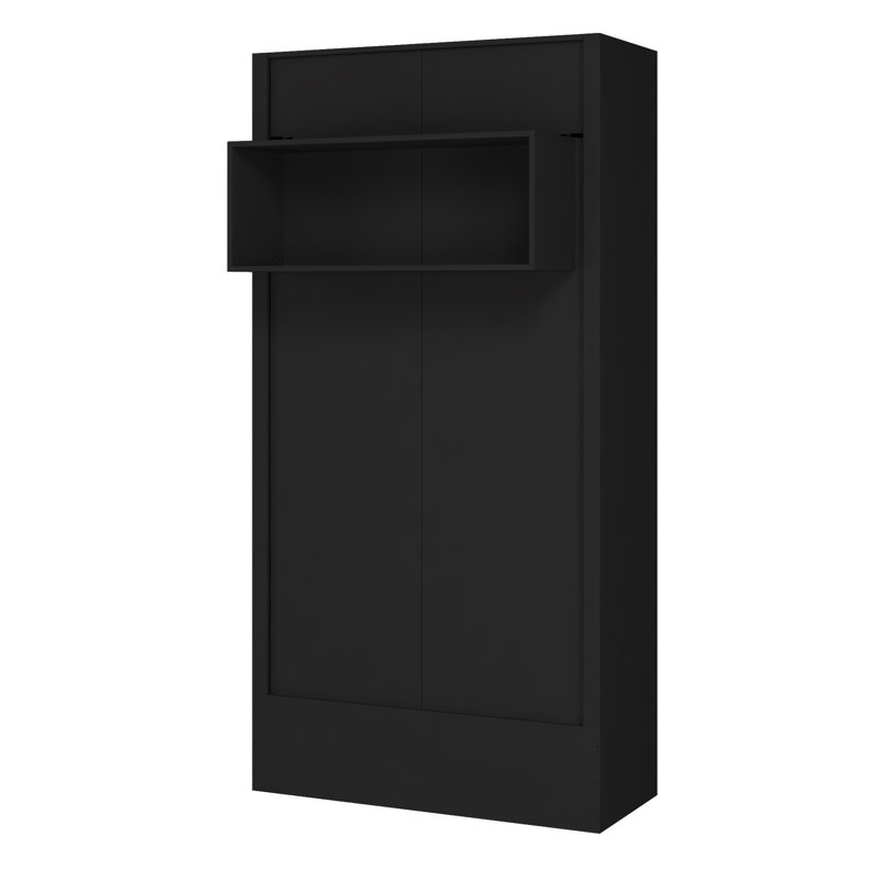 Lit escamotable avec rangement Dekari, Lit simple, Noir