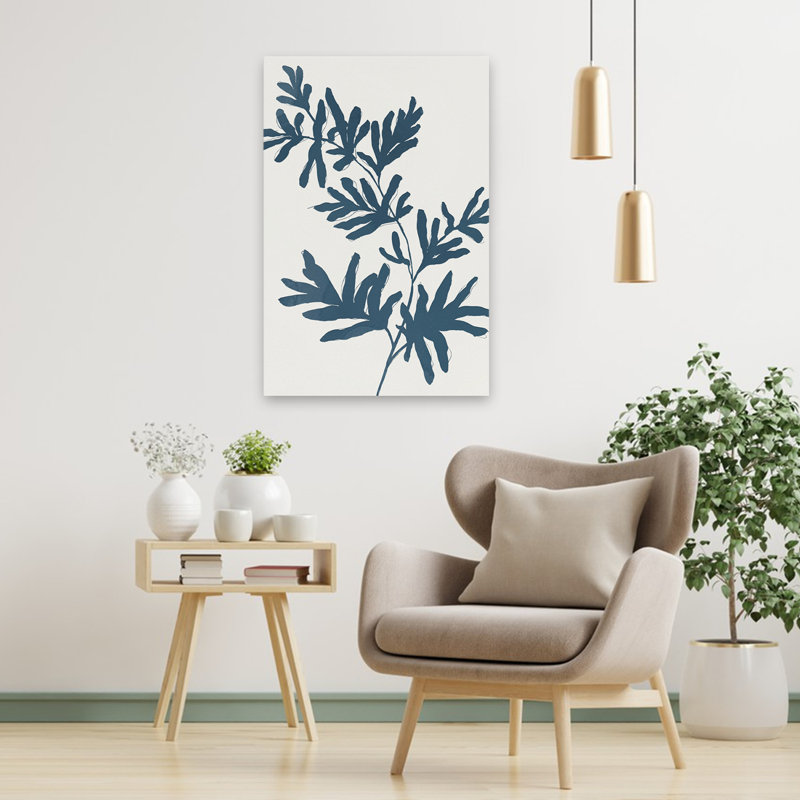 Blue Twig Ii Floral and Botanical Nature Contemporary Illustration Minimalist Art Contemporary; Minimaliste