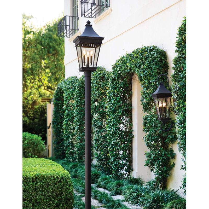Chapel Hill 4-Light Outdoor Aluminum Wall Mount Lantern w/ Scrollwork