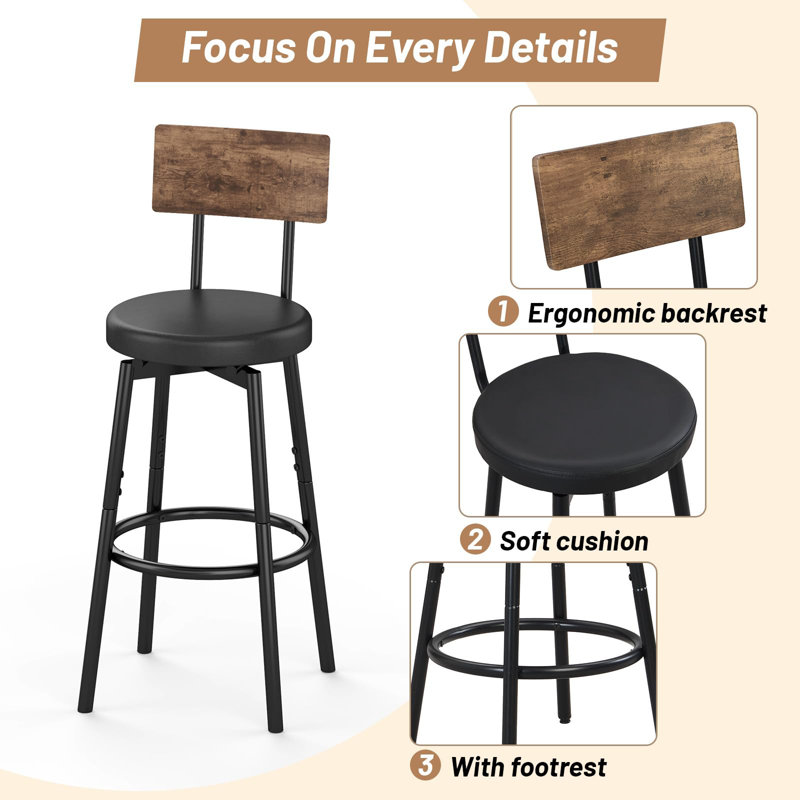 Dining Table Set for 4, 5-Piece Counter Height Bar Table Set with 4 PU Upholstered Stools