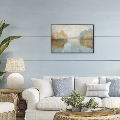 Giclée abstraite encadrée par Riverscape Reflection, conception par LSR Creative Studio