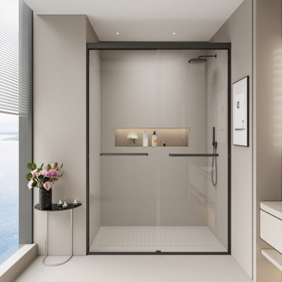 Porte de douche, porte coulissante semi-sans cadre pour salle de bain