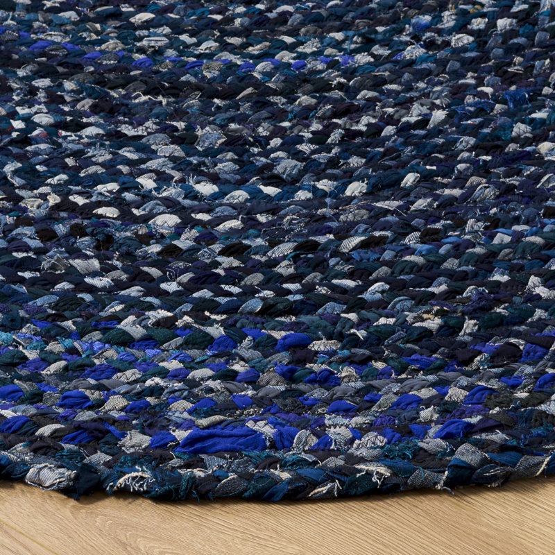 Braided Hand Woven Cotton Solid Color Indoor Rug, Round 6'