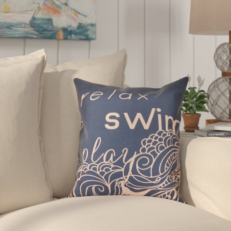 Beach Vacation Outdoor Reversible Throw Pillow, 16" H x 16" W
