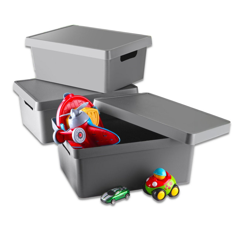 3 Pieces Storage Box Set, Anthracite