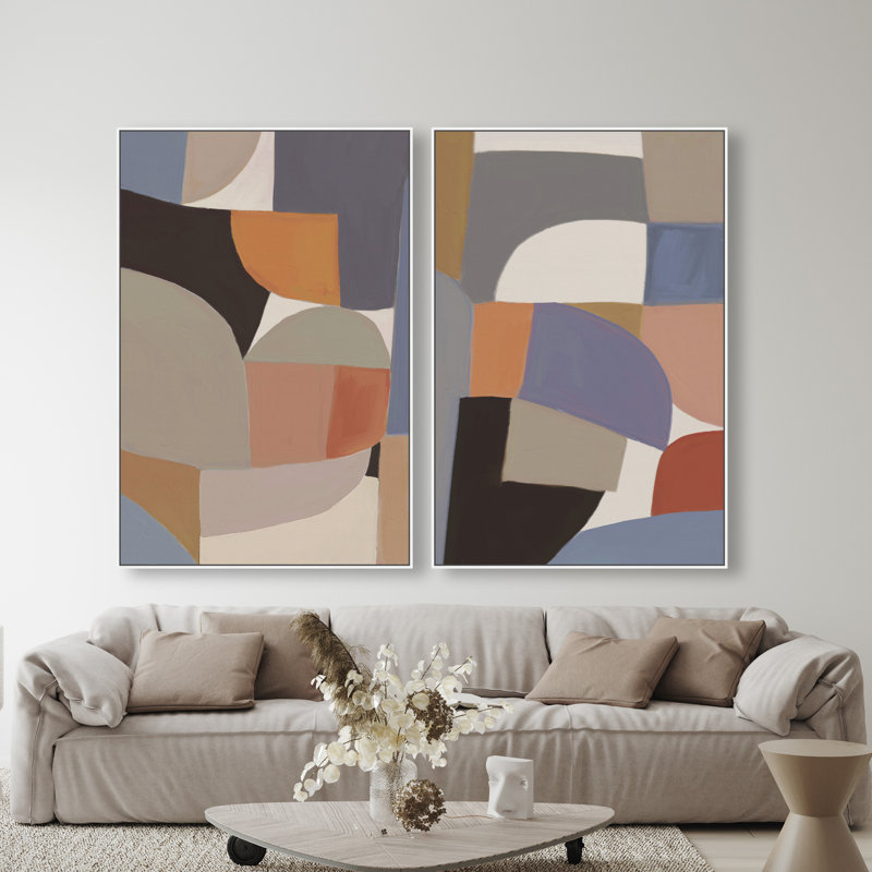 Muted Prelude Set Set by Oliver Gal, 62"H x 42"W, White Floater Frame
