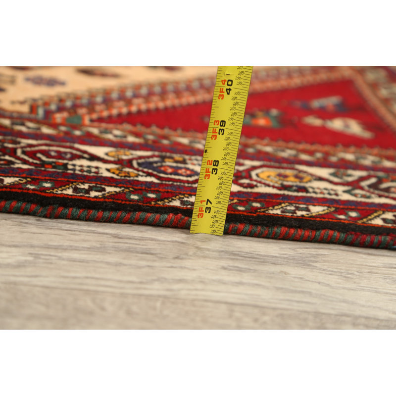 Tapis unique en laine noué à la main pêche de 3 pi 6 po x 5 pi 3 po Abasi-Ima