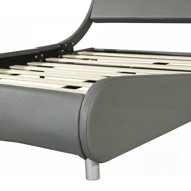 Structure de lit tapissier en similicuir Windzer, gris