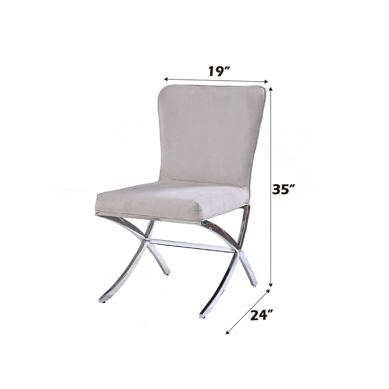 Chaise d'appoint en velours gris clair et finition chromée (ensemble de 2)