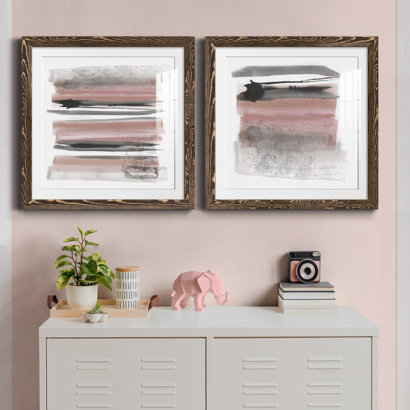Sundown Turnwood I - ensemble de 2 peintures encadrées, H 31,5 po x l 63 po x P 1,5 po, Encadré de bois de noyer