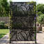 Paravent métallique autoportant à motif de feuilles, 183 cm (H) x 120 cm (L), noir. Séparateur de pièce extérieur.