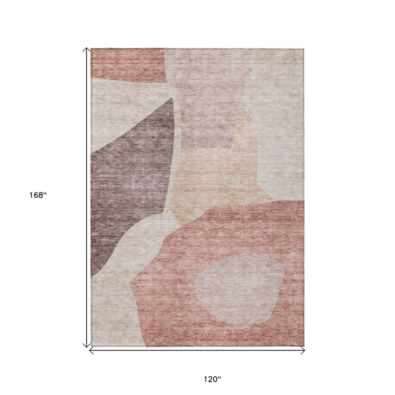 Tapis intérieur lavable abstrait rosé 10 pi x 14 pi rose et mauve