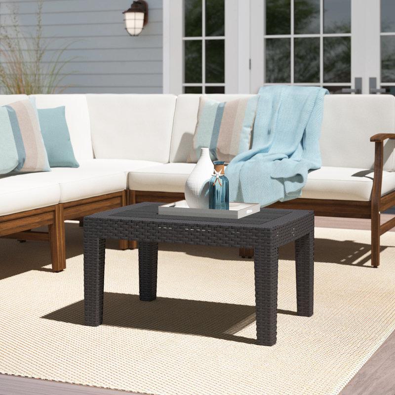 Alderman Rattan Coffee Table, Dark Gray