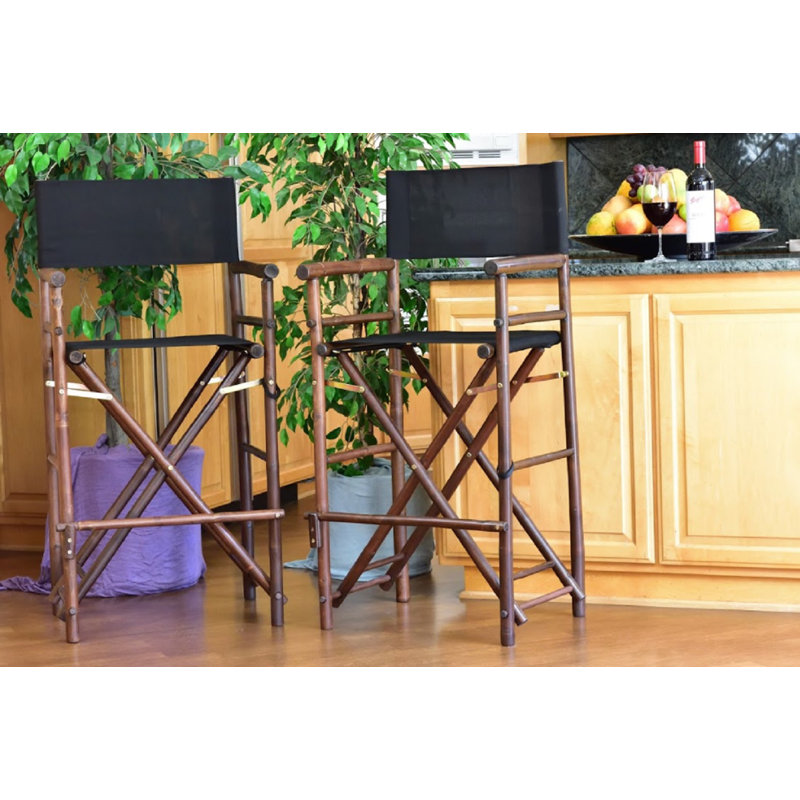Tabouret de bar de patio en bambou 30 "Allard, Noir