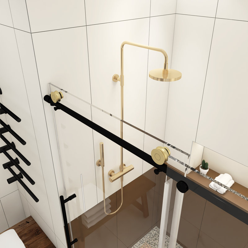 Porte de douche sans cadre avec verre transparent l 60 po x H 74 po