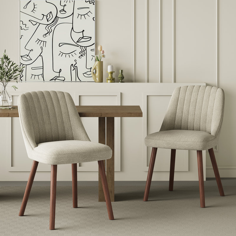 Chaises de salle à manger rembourrées Modern Wood, Chameau