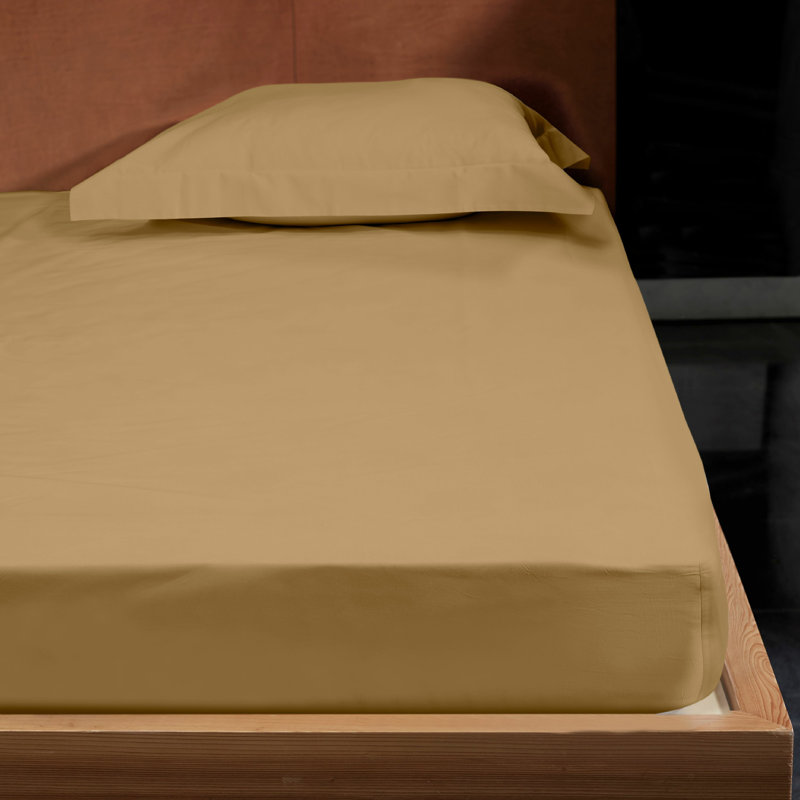 Raffaello Sateen Fitted Sheet, California King Fitted Sheet, Caramel