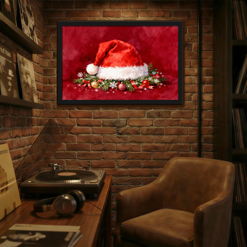 Chapeau de père Noël avec décorations de Noël, H 12 po x l 18 po