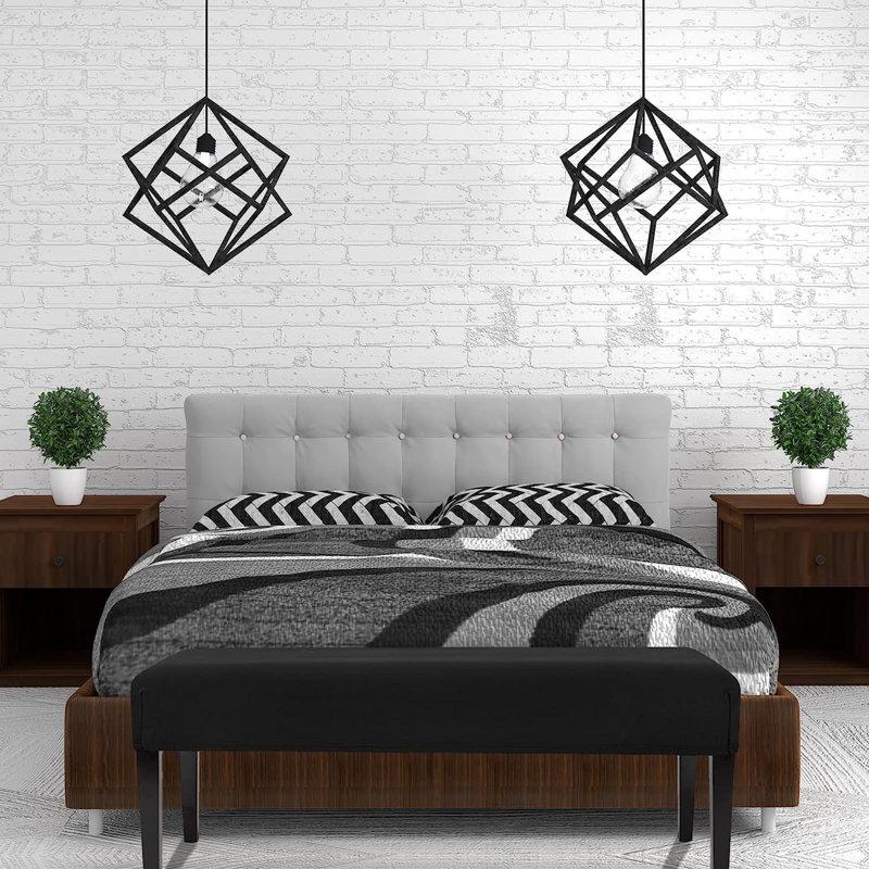 Elbertina Polyester Box Cushion Dining Bench Slipcover, Black