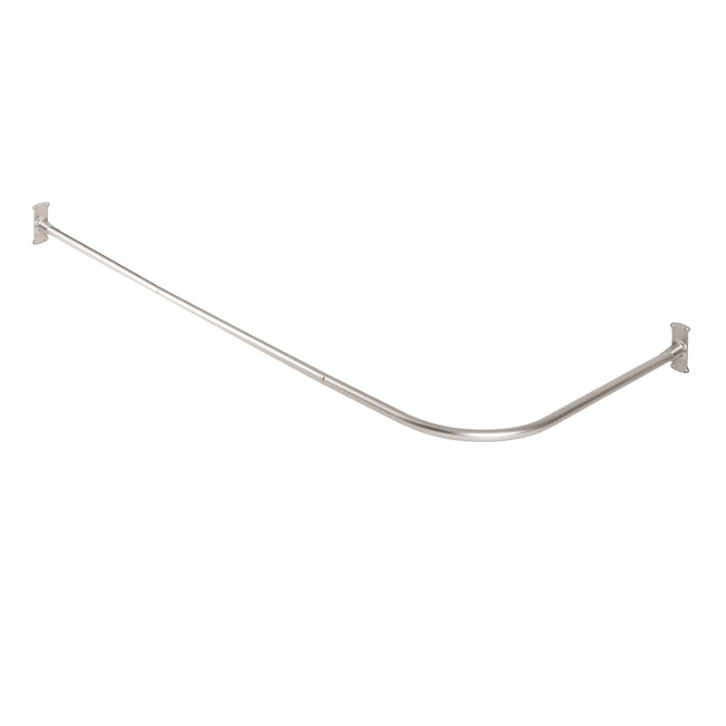 Brushed Nickel L-Shaped Wall Mounted Shower Curtain Rod