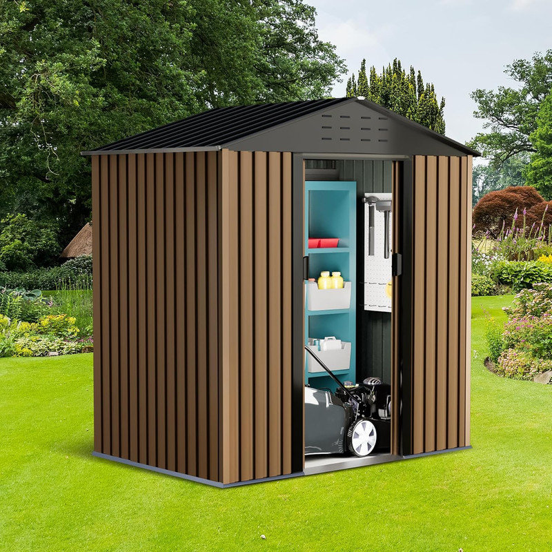 Remise de jardin en métal 6 x 4 pi avec porte verrouillable et toit imperméable
