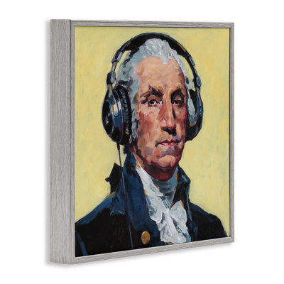 Washington with Headphones Framed Giclee, design by Studio Bautista
