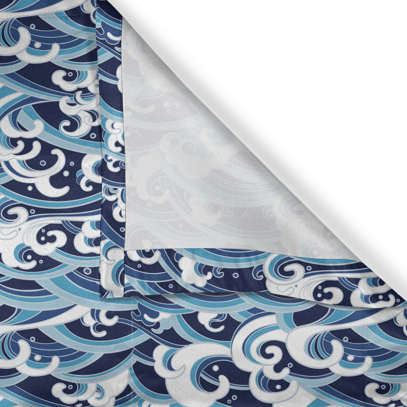Rustic curtain, water splash foam, pale blue navy blue