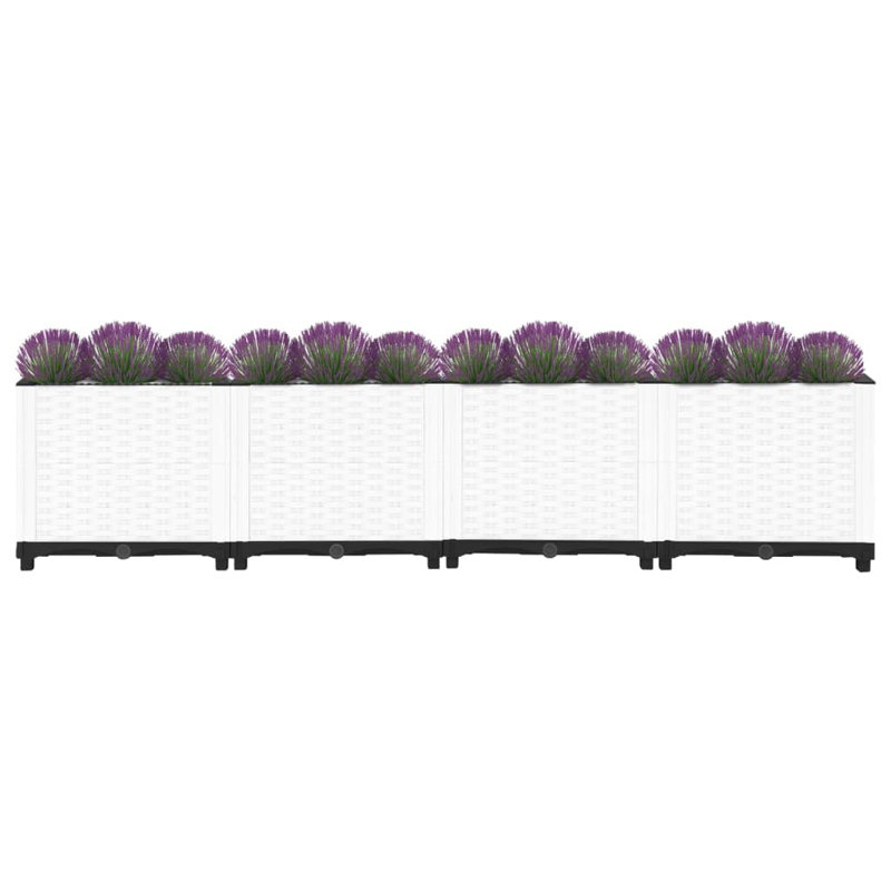 Raised Bed Polypropylene Garden Planter Pot Planting Box Flower Pot, 160 x 40 x 38 cm, White