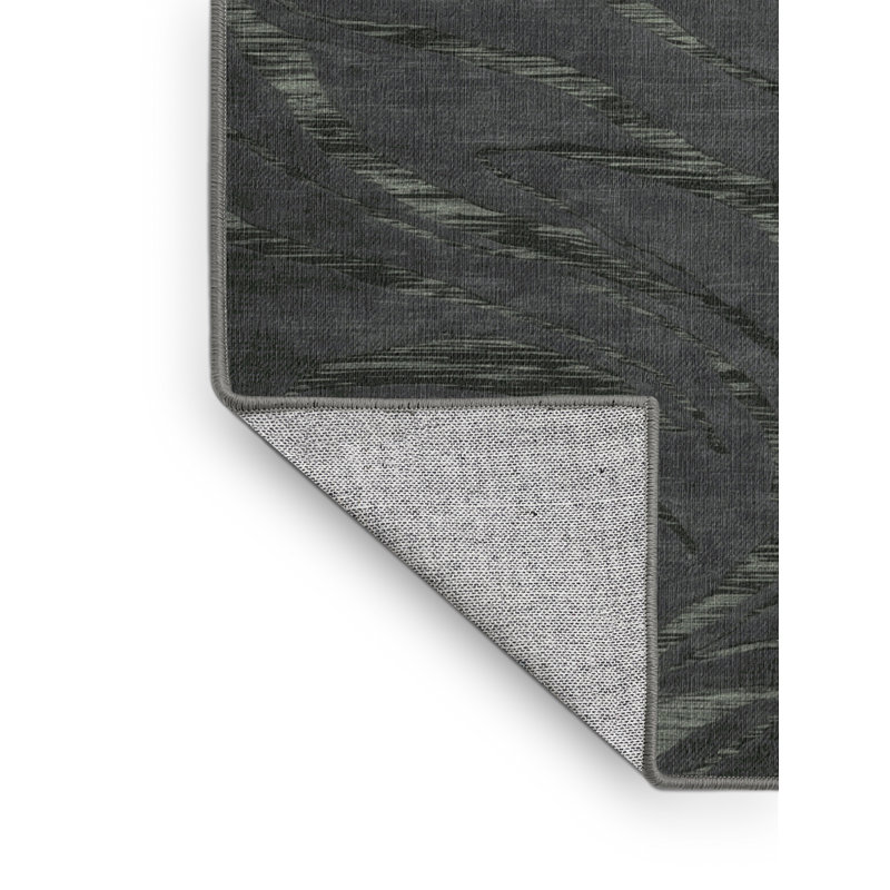 Tapis abstrait gris lavable à la machine, Rectangle 5 pi x 7 pi