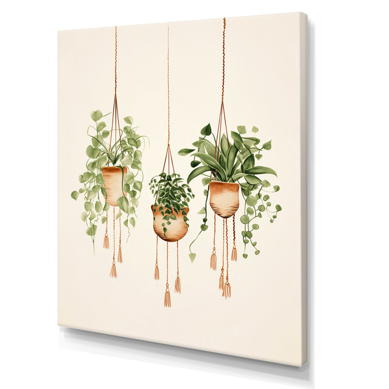 «Hanging Decorative Botanical Boho Plants I», reproduction sur toile, H 40 po x l 30 po x P 1,5 po, Toile tendue