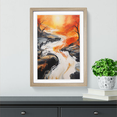 River Gestural No.2 - Single Picture Frame Print on Wood