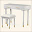 40" Modern Vanity Table Set With Mirror Touch Screen Lighted Mirror, Dressing Table And Cushioned Stool Set With 2 Large Drawers