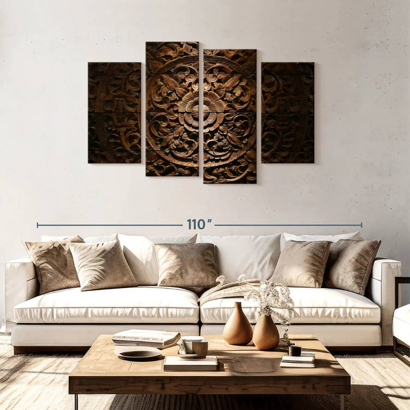 Fleurs de bois sculpté Senne, H 48 po x l 75 po