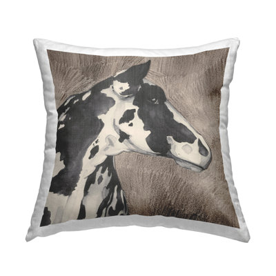 Rustic Cow Looking Right Decorative Printed Throw Pillow Design by Grace Popp