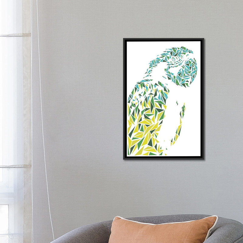 « ara perroquet », reproduction d’impression sur toile, H 26 po x l 18 po x P 1,5 po, Toile avec cadre noir, Pas de tapis