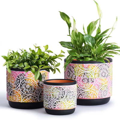 3 pots de plantes en céramique avec trous de drainage
