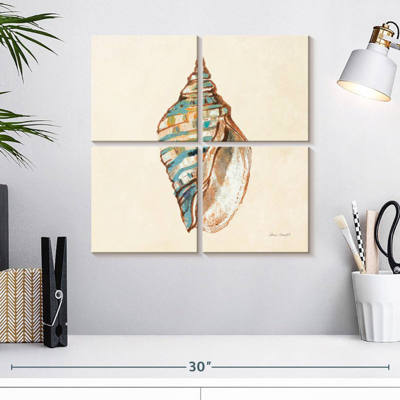 Coastal Teal Seashell III, 18" H x 18" W
