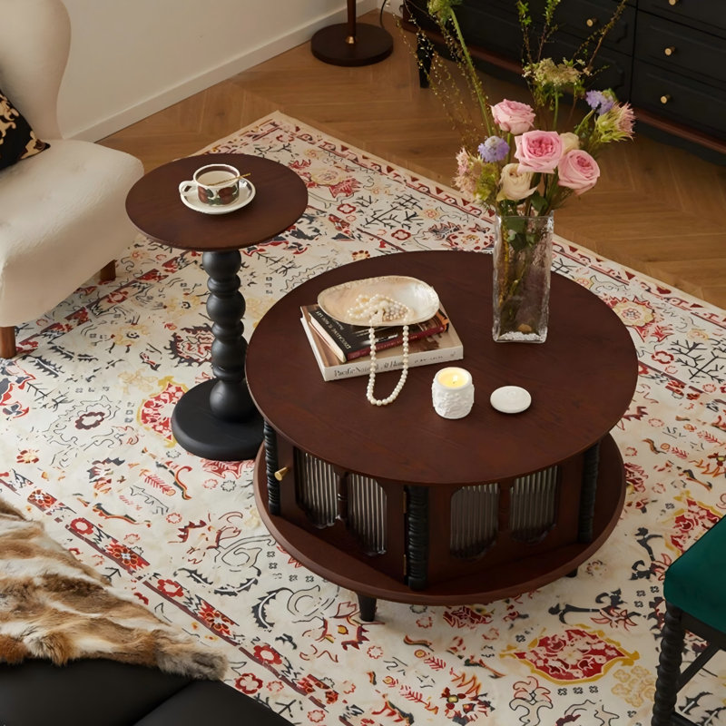 31.5"Vintage Solid Wood Coffee Table Set