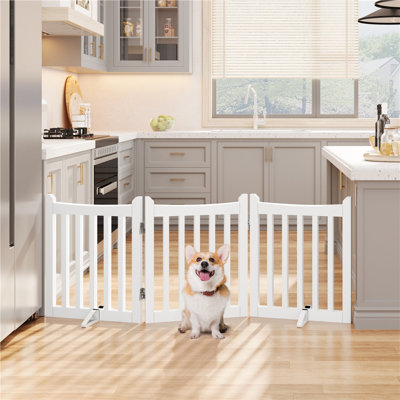 Dorchen 3-Panel Freestanding Wooden Pet Gate Folding Fence