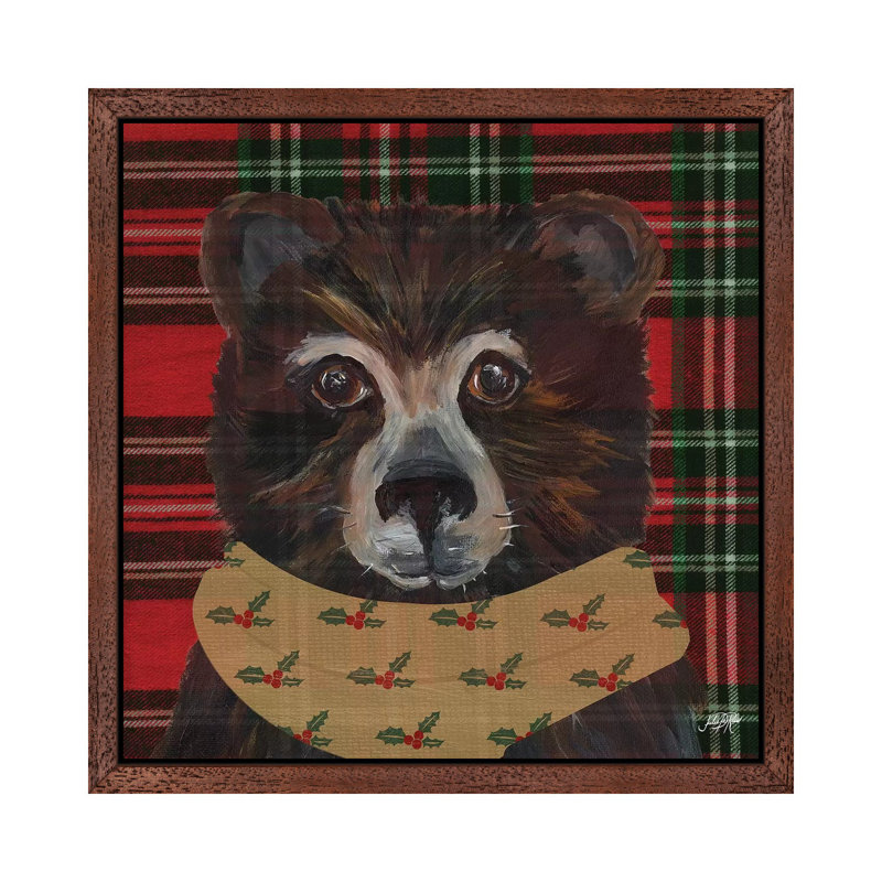 Holiday Animals I by Julie Derice - Print on Canvas, Brown Floater Framed, 93.98 cm H x 93.98 cm W