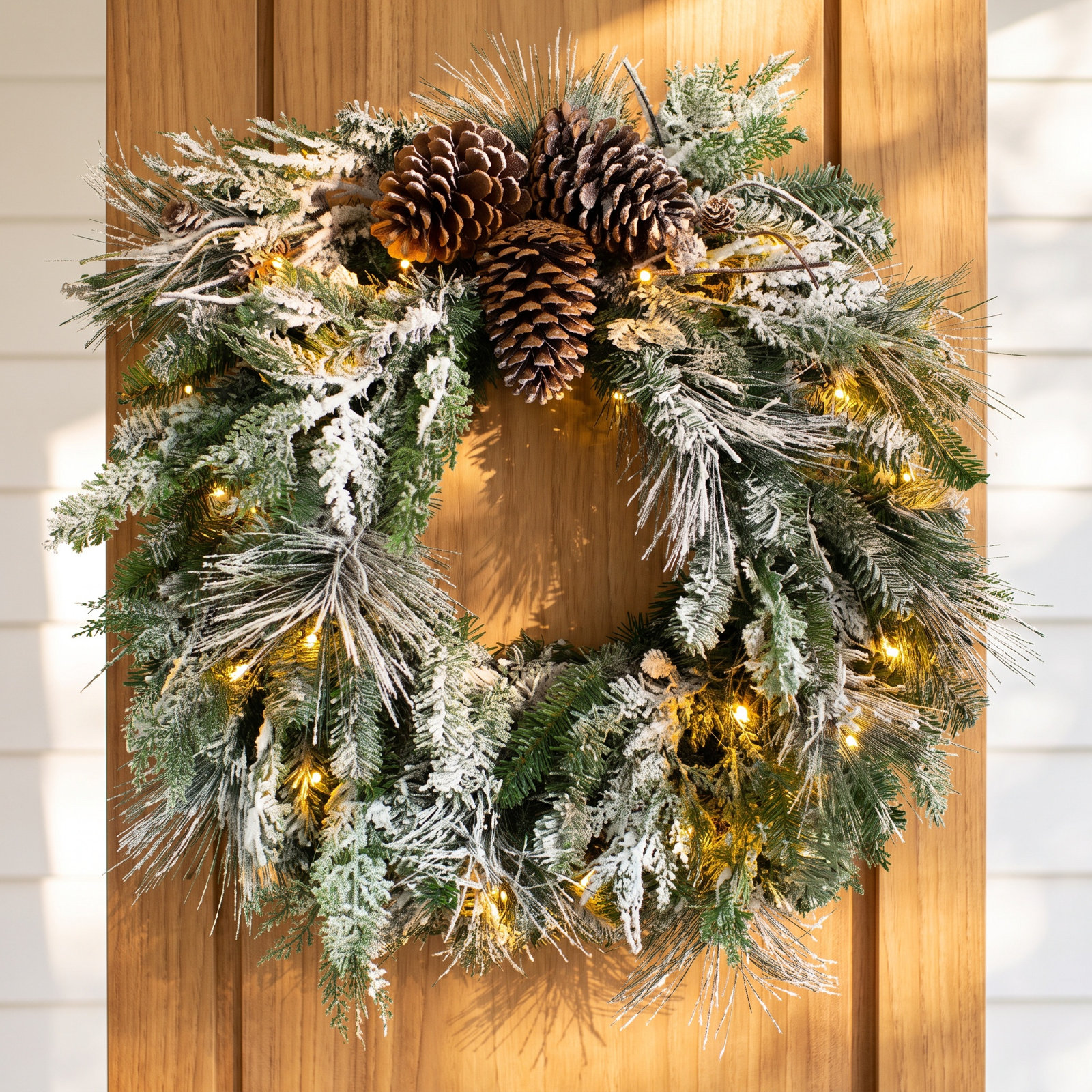 24'' Faux Pine Lighted Wreath