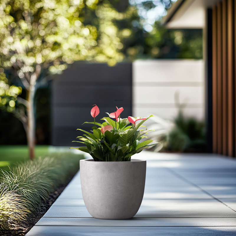 Larney Handmade Pot Planter, 11.81" H x 13.78" W x 13.78" D, Light Stone Gray