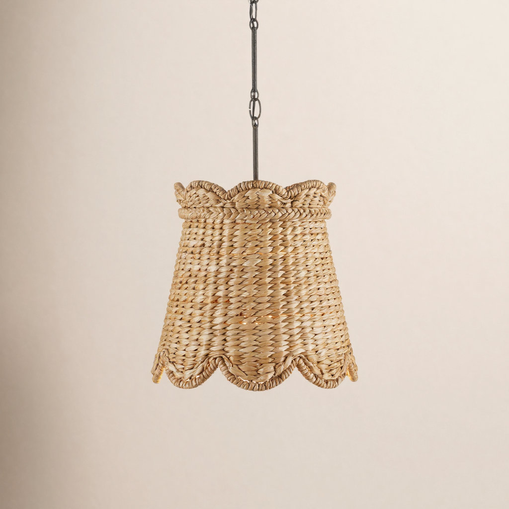 Single Light Wood Dimmable Pendant, 19" H x 14.5" W x 14.5" D