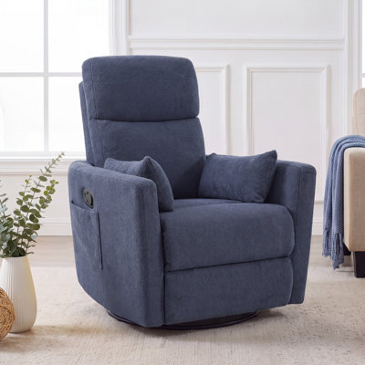 Fauteuil inclinable de massage rotatif avec accoudoirs annelés - Canapé à siège unique avec fonctions de massage, coussins d'accoudoirs et poches latérales, adapté aux salons, aux chambres à coucher, aux cinémas maison et aux bureaux
