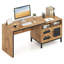 Bureau de direction 71 po avec compartiments ouverts, tiroirs de rangement et armoire à une porte Naturel