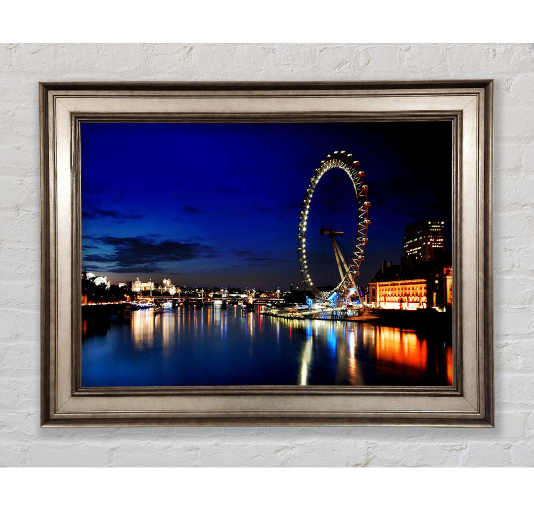 London Eye bei Nacht - Einzelner Bilderrahmen Kunstdrucke