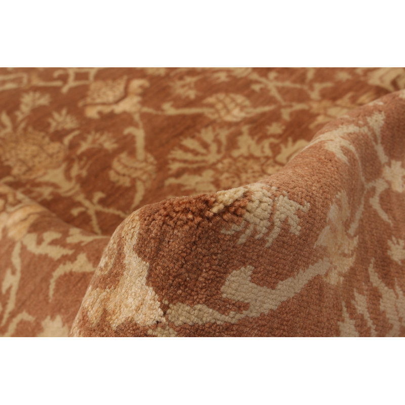 Tapis brun clair noué à la main de conception unique 5 pi 1 po x 7 pi Alixia