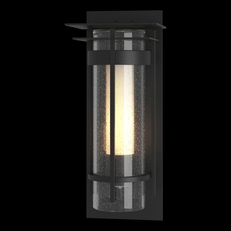 Torch Seeded Glass Outdoor Flush Mount, Coastal Black, 12.5" H x 6" W x 4.7" D